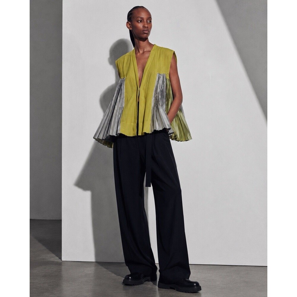 Sacai 2009 Archive Cashmere Pleated Hybrid Cardigan Vest Sz 1 Made in Japan
